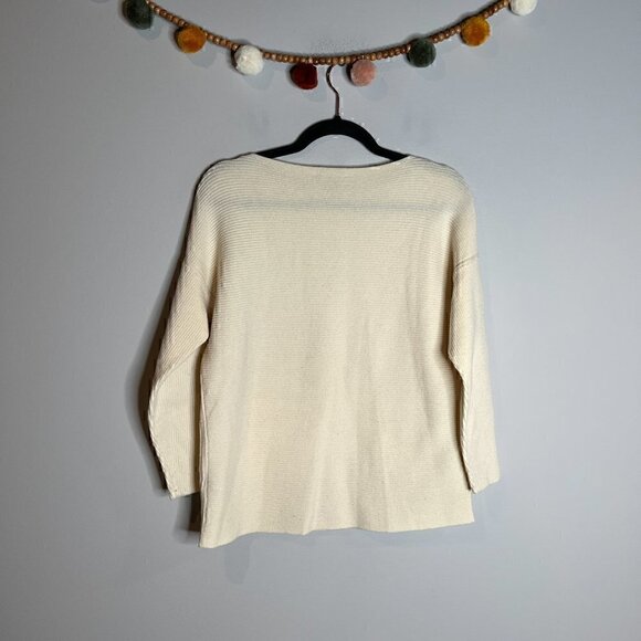 Lafayette 148 NY cream ribbed wool pocket sweater - Picture 5 of 5